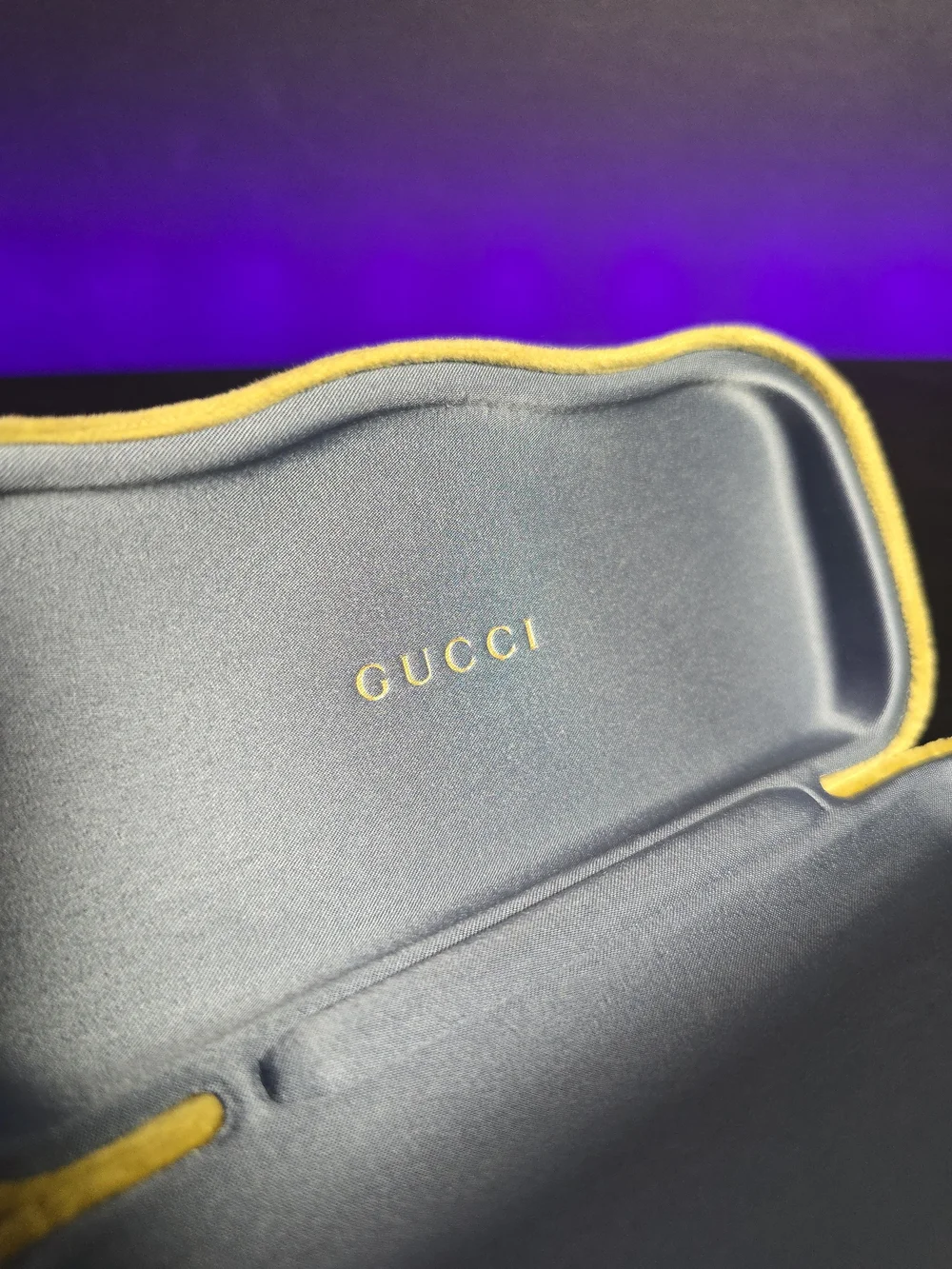 Gucci Velvet Sunglasses Case in Mustard Yellow with Dust Cloth